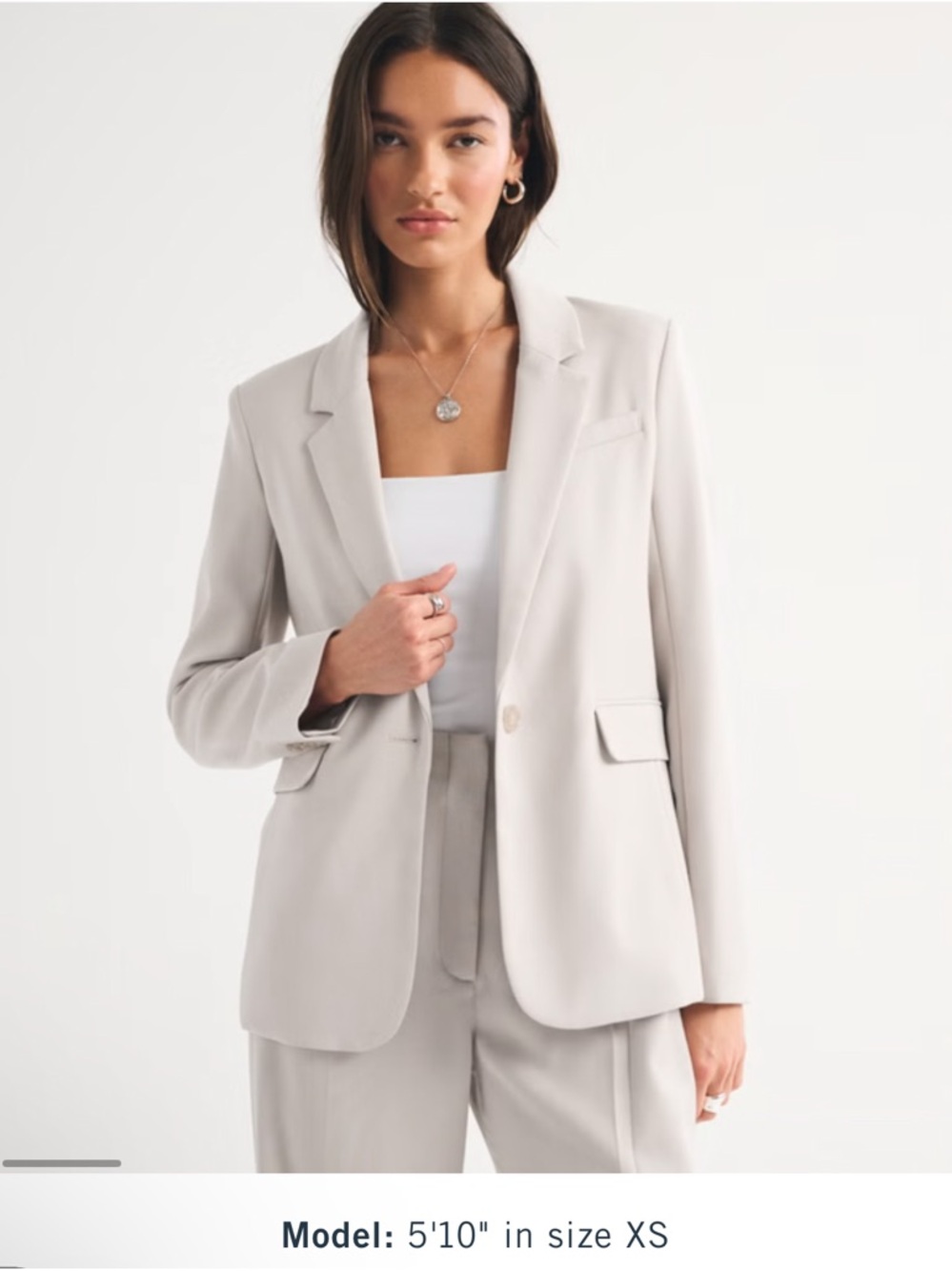 Abercrombie & Fitch Women's Light Gray Single-Button Blazer